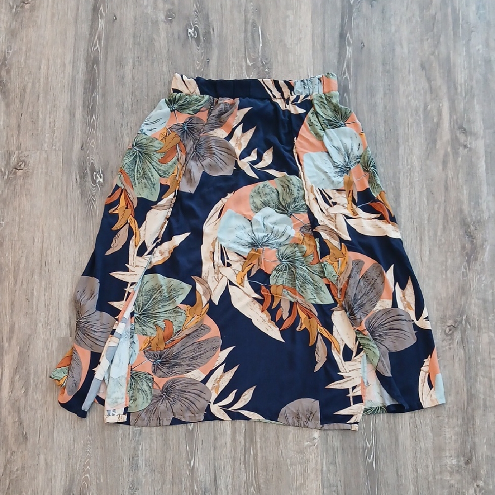 Shein Floral Print Midi Skirt Size L